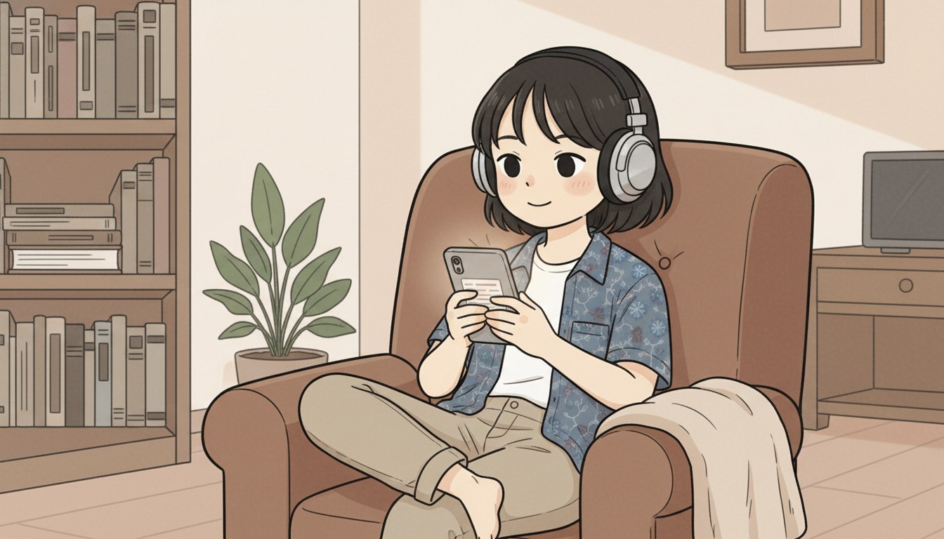 手拿報告和耳機